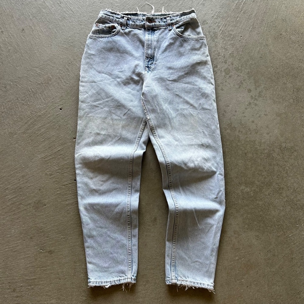 Vintage 90s Levis 551 Jeans Womens 12 Med Light Wash Denim High Waisted Tapered
